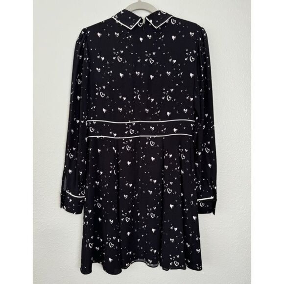 NWT Parker black white heart Kaylin mini fit and flare dress 50s 8 - Picture 8 of 13